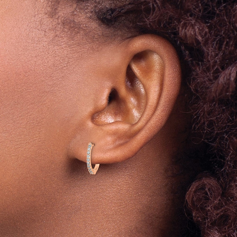 Exclusive 10K Rose Gold Diamond-Accented Hinged Hoop Earrings - Stylish Value