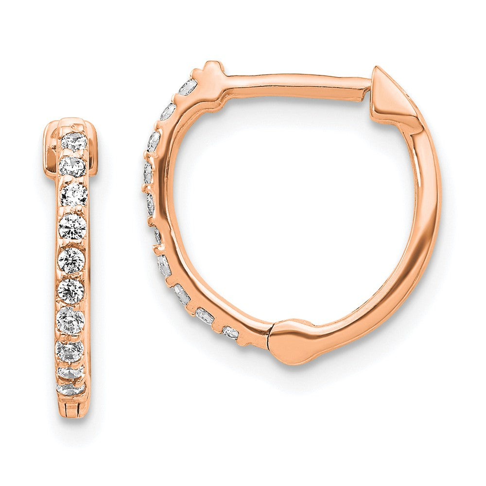 Exclusive 10K Rose Gold Diamond-Accented Hinged Hoop Earrings - Stylish Value