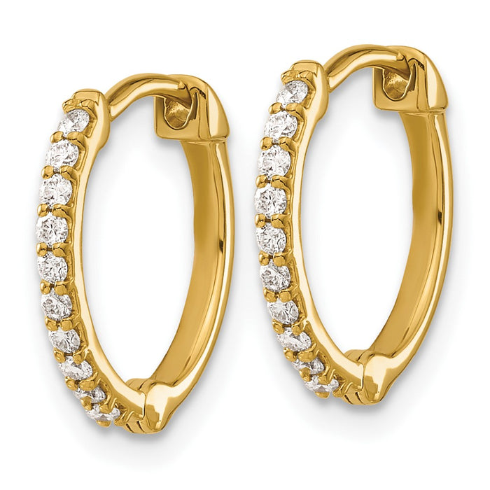 Shop 10K Gold Diamond-Accented Hinged Hoop Earrings - Stylish & Affordable Elegance-2
