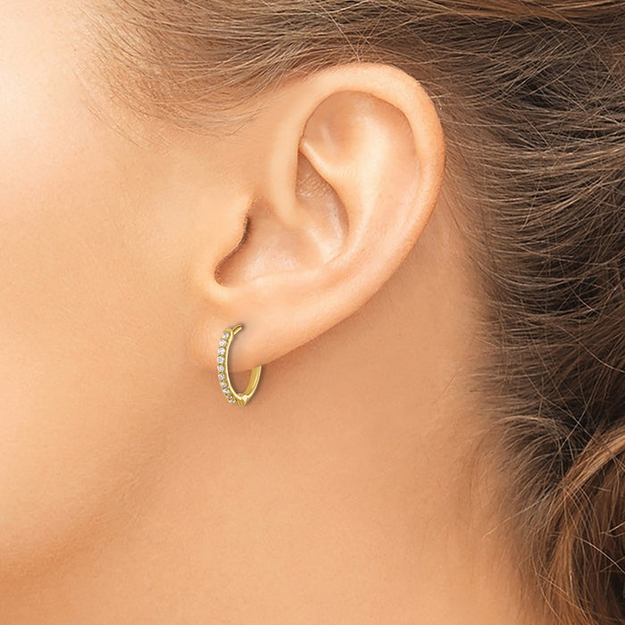Shop 10K Gold Diamond-Accented Hinged Hoop Earrings - Stylish & Affordable Elegance-3