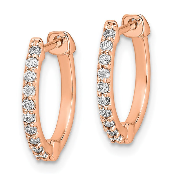 14K Rose Gold Diamond-Accented Hinged Hoop Earrings - Style GR1-1020950