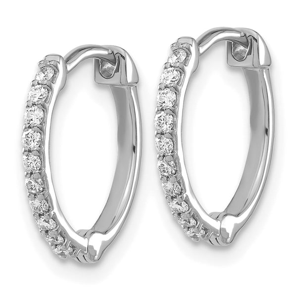 14K White Gold Hoop Earrings - 1/5 Carat Lab-Grown Diamonds