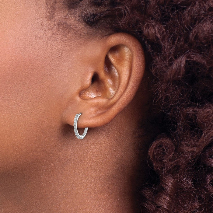 Shop Exclusive 14K White Gold Diamond Hoop Earrings - Stylish & Affordable Luxuries-3