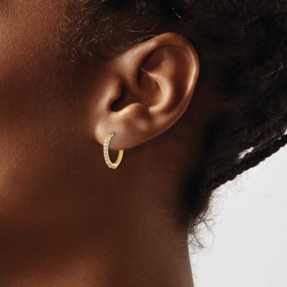 Exclusive 14K Gold Diamond-Accented Hinged Hoop Earrings - Stylish Value!