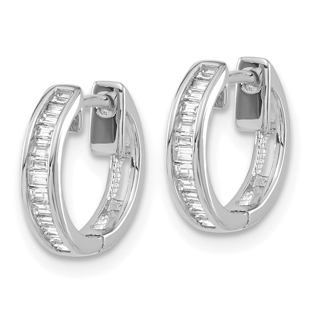 Buy Stylish 10K White Gold Baguette Diamond Hinged Hoop Earrings - Luxury Value!
