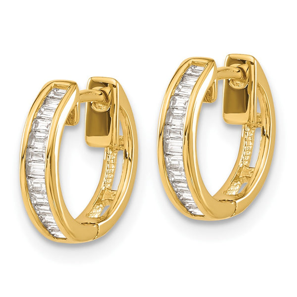 10K Gold Baguette Diamond Hinged Hoop Earrings