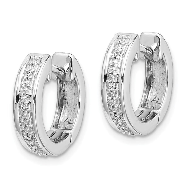 14K White Gold Diamond-Studded Hinged Hoop Earrings - Style GR1-1002960