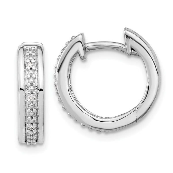 14K White Gold Diamond-Studded Hinged Hoop Earrings - Style GR1-1002960