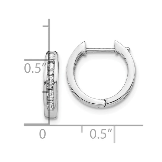 Shop Exclusive 10K White Gold Round & Baguette Diamond Hoop Earrings