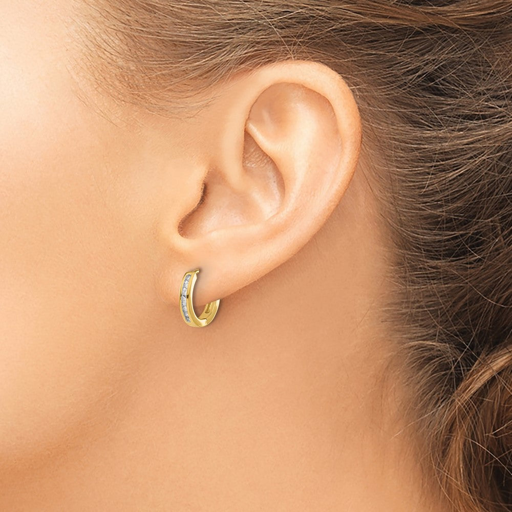 Shop Designer 10K Gold Diamond-Studded Hinged Hoop Earrings - Stylish Value!