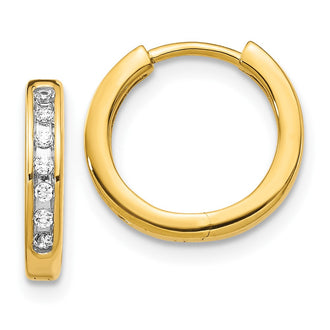 Shop Designer 10K Gold Diamond-Studded Hinged Hoop Earrings - Stylish Value!