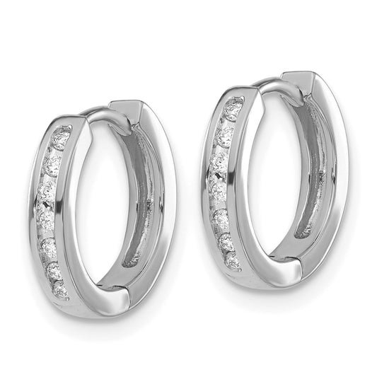 Exclusive 14K White Gold Diamond-Accented Hinged Hoop Earrings - Stylish Value