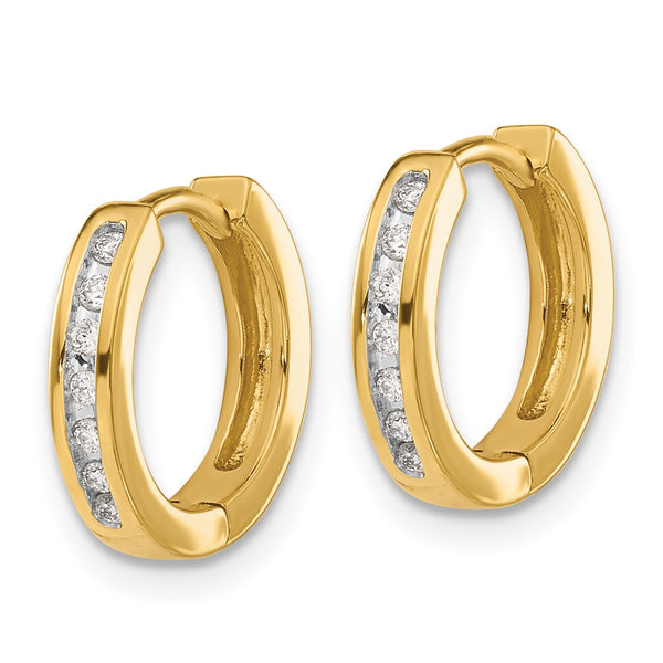 14K Gold Diamond-Accented Hinged Hoop Earrings - Style GR1-1021063