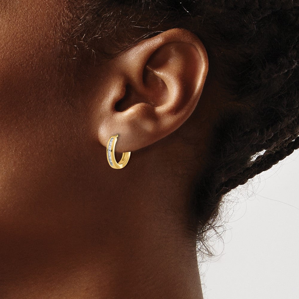 Buy Stylish 14K Gold Diamond-Accented Hinged Hoop Earrings - Luxury Value