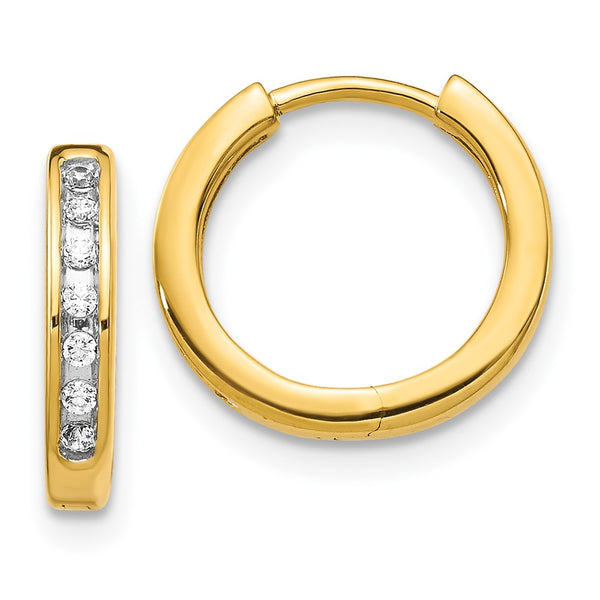 14K Gold Diamond-Accented Hinged Hoop Earrings - Style GR1-1021063