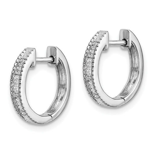Buy Stylish 10K White Gold Diamond-Accented Hinged Hoop Earrings - Value Design