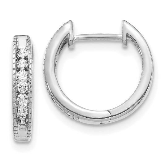 Buy Stylish 10K White Gold Diamond-Accented Hinged Hoop Earrings - Value Design
