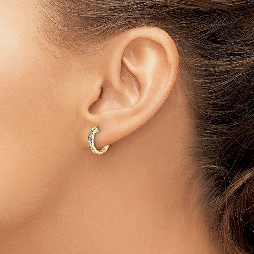 Buy Stylish 10K Gold Diamond-Accented Hinged Hoop Earrings - Affordable Luxury