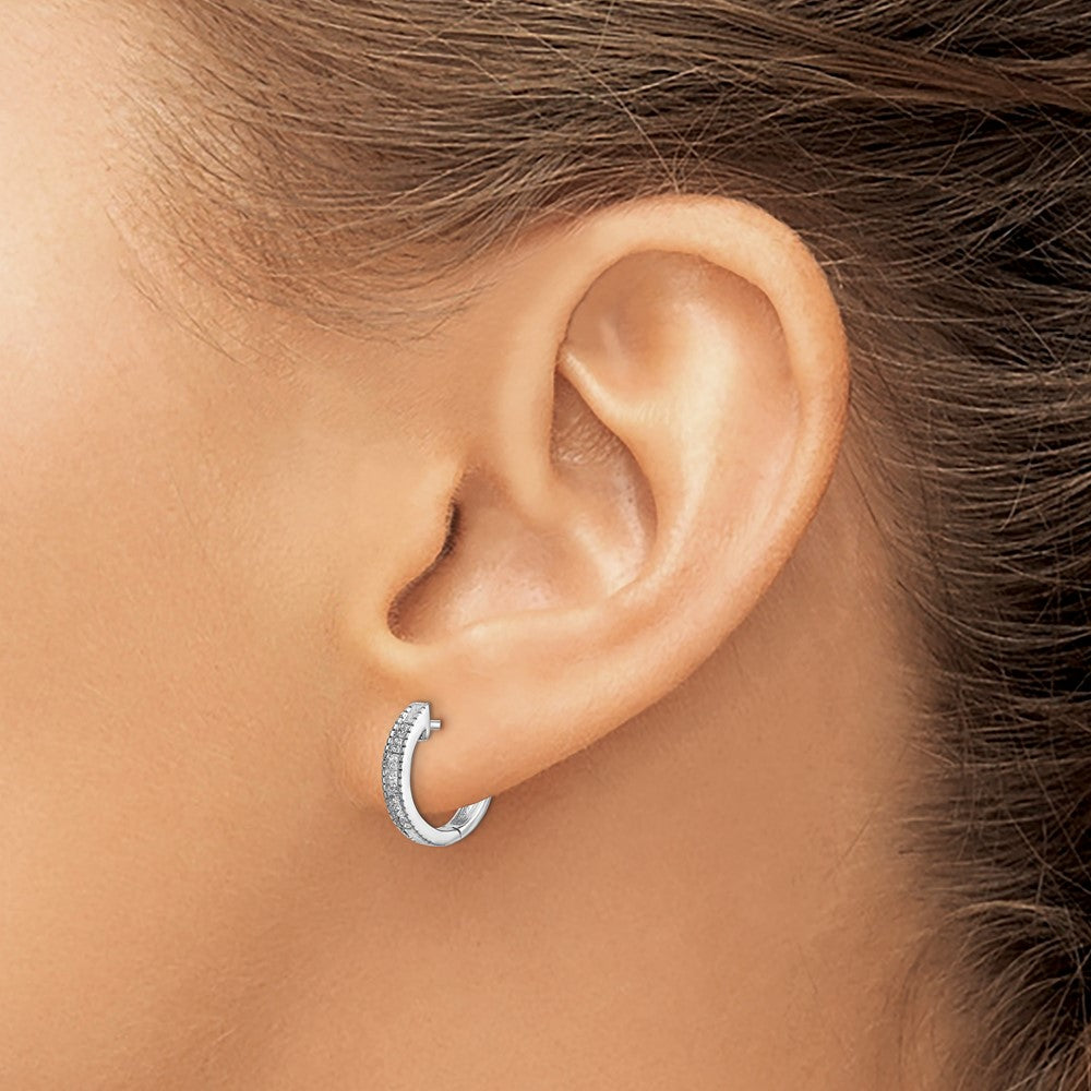 High-Quality 14K White Gold Hoop Earrings with 1/5 Carat Lab-Grown Diamonds