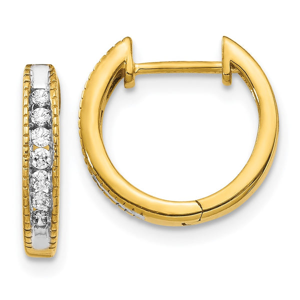 14K Gold Diamond-Accented Hinged Hoop Earrings - 1.5" Diameter - Style GR1-1016665
