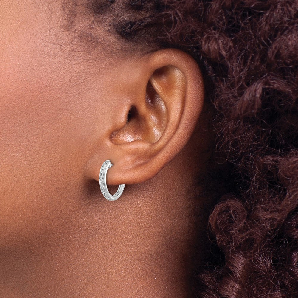 Shop 10K White Gold Diamond-Studded Hinged Hoop Earrings - Stylish Luxury Value