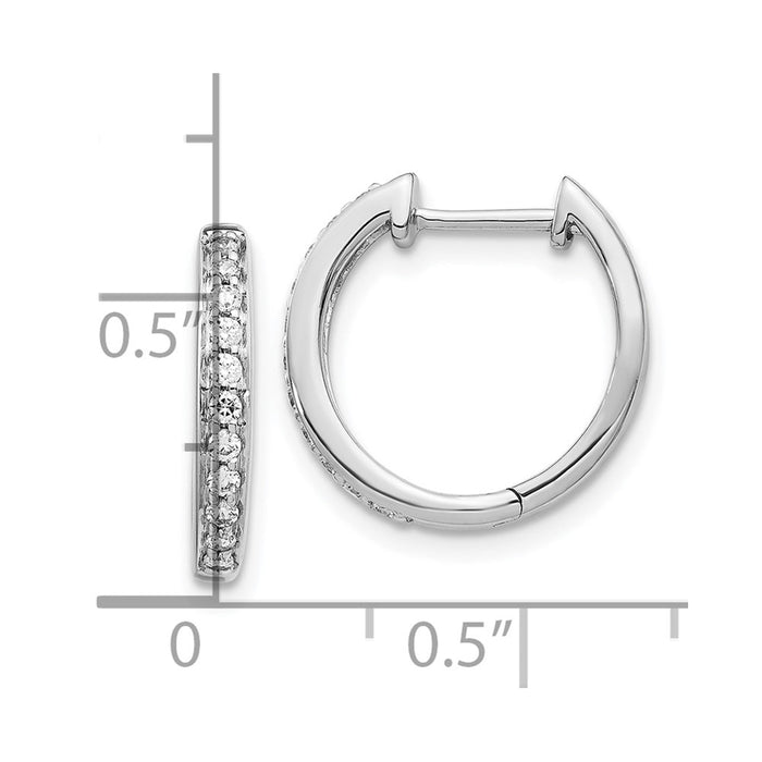 Shop 10K White Gold Diamond-Studded Hinged Hoop Earrings - Stylish Luxury Value-4