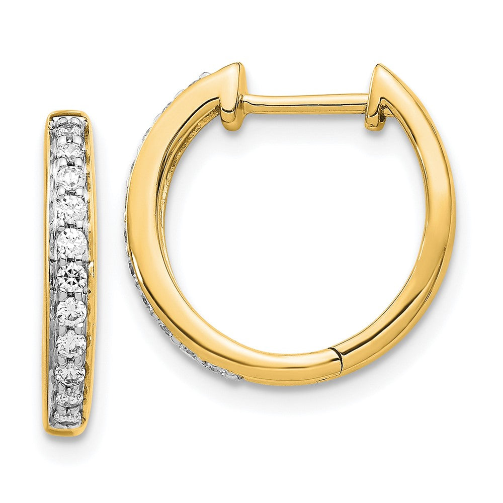 High-Quality 10K Diamond-Studded Hinged Hoop Earrings | Stylish Value Buy