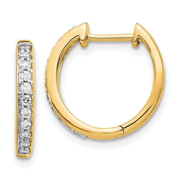 10K Diamond-Studded Hinged Hoop Earrings