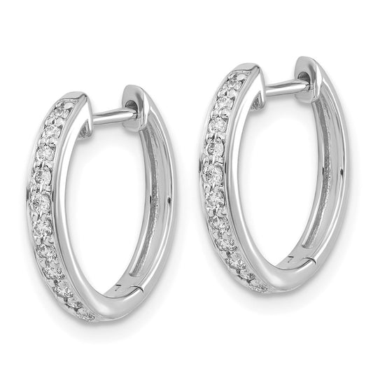 Buy Stylish 14K White Gold Diamond-Studded Hinged Hoop Earrings - 0.85mm