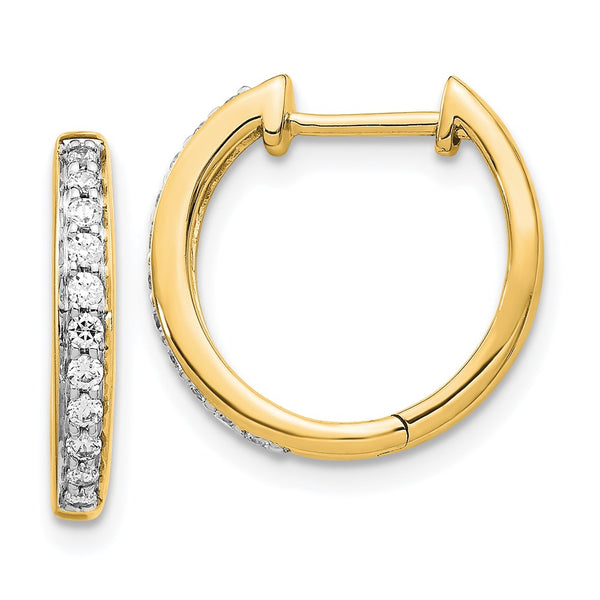 14K Gold Diamond-Accented Hinged Hoop Earrings - Style GR1-1020952