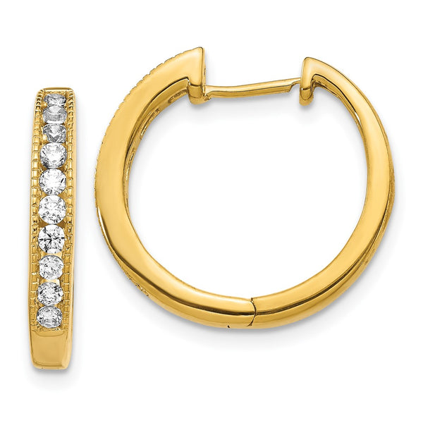 10K Gold Diamond-Accented Hinged Hoop Earrings - Style GR1-1021340