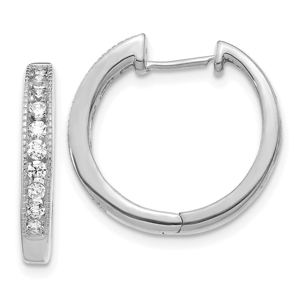 14K White Gold Diamond-Accented Hinged Hoop Earrings - Style GR1-1021519