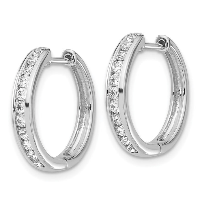Order Stylish 14K White Gold Diamond-Accented Hinged Hoop Earrings - Value!-2