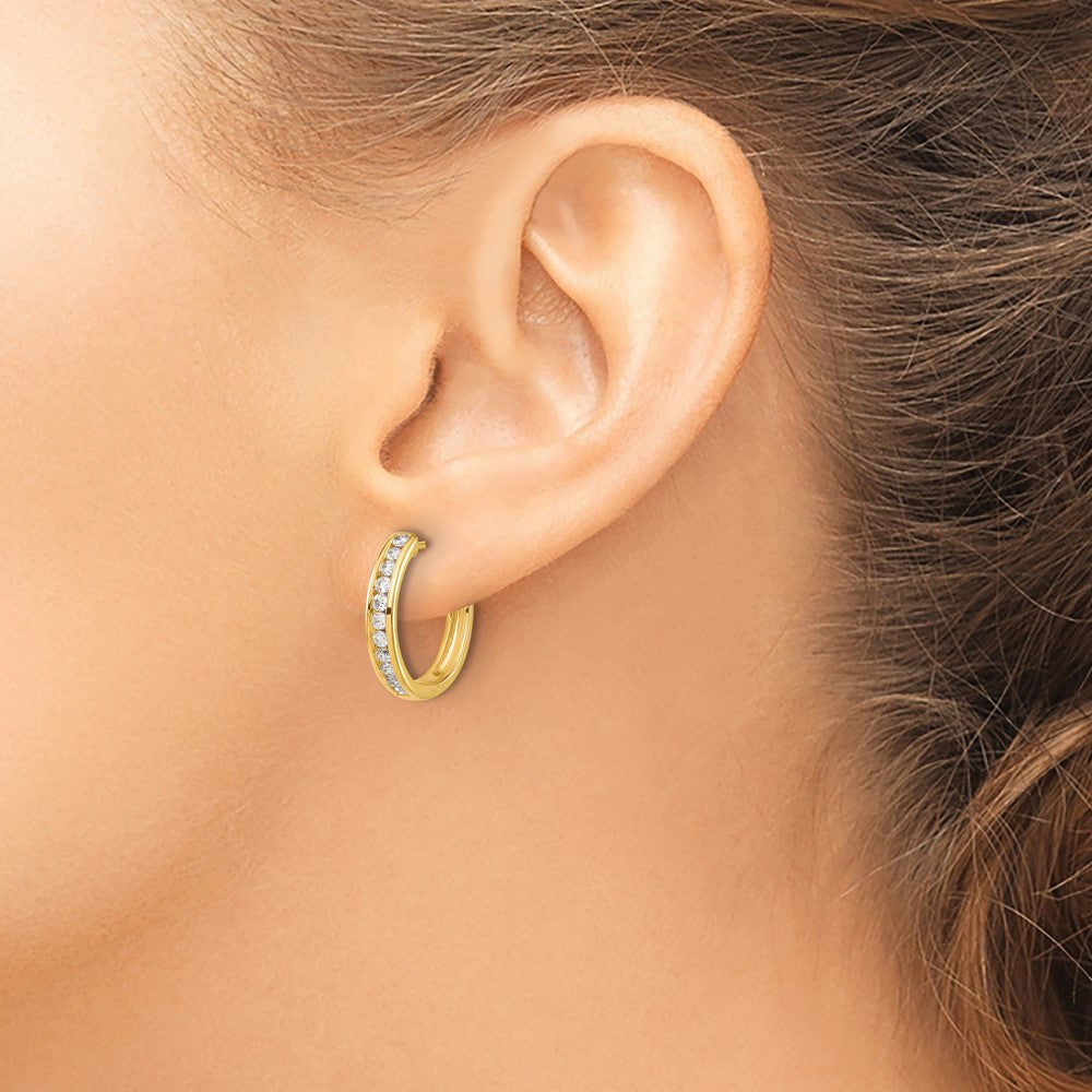 Exclusive 14K Gold Diamond-Accented Hinged Hoop Earrings - Stylish Value!