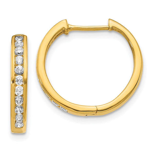 14K Gold Diamond-Accented Hinged Hoop Earrings - Style GR1-1021071