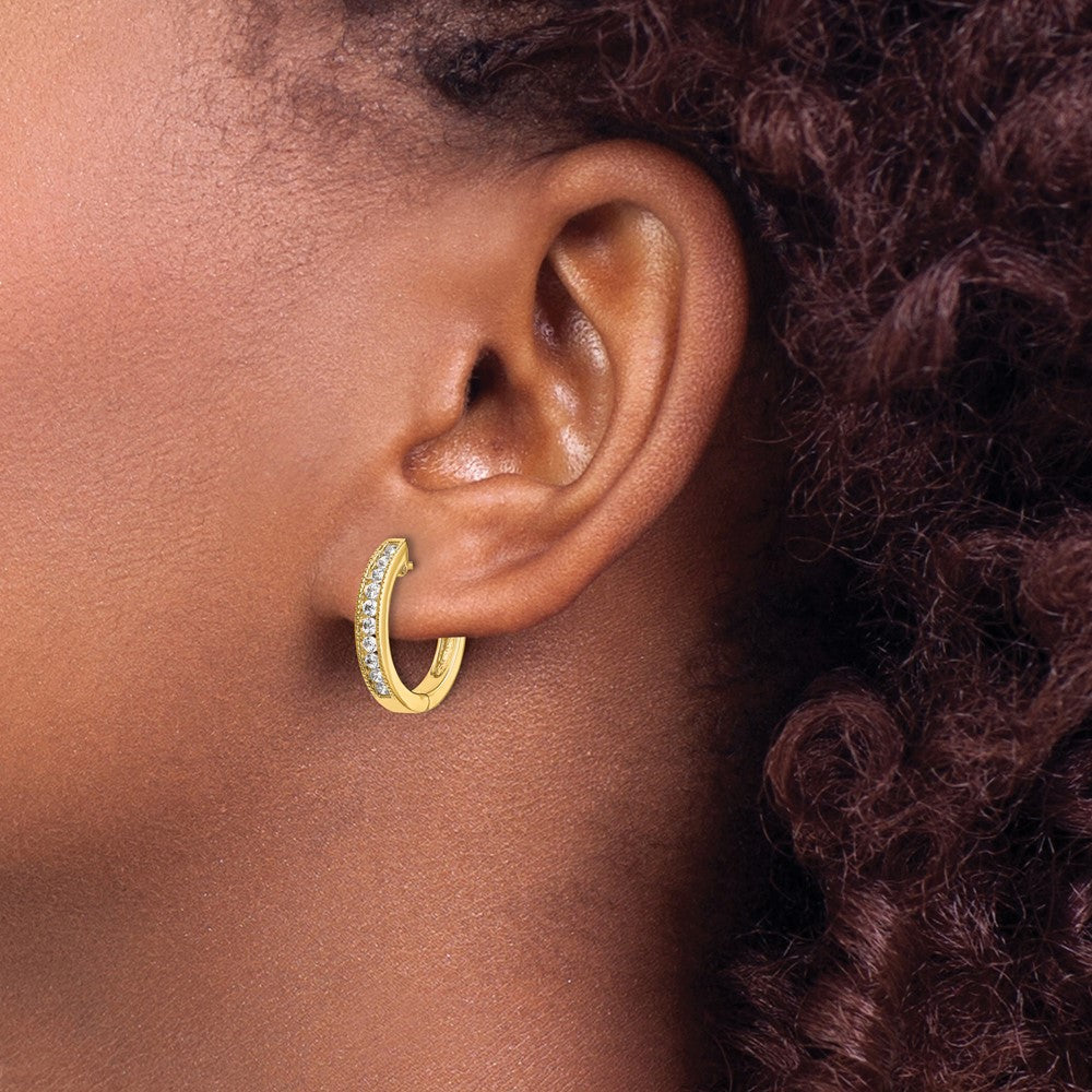 Shop Stylish 14K Gold Diamond-Accented Hinged Hoop Earrings - Elegant Design