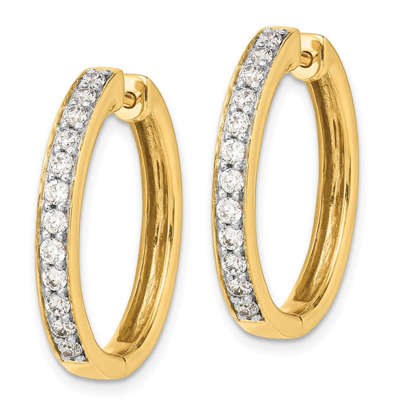 14K Gold Diamond-Accented Hinged Hoop Earrings - Style GR1-1021076