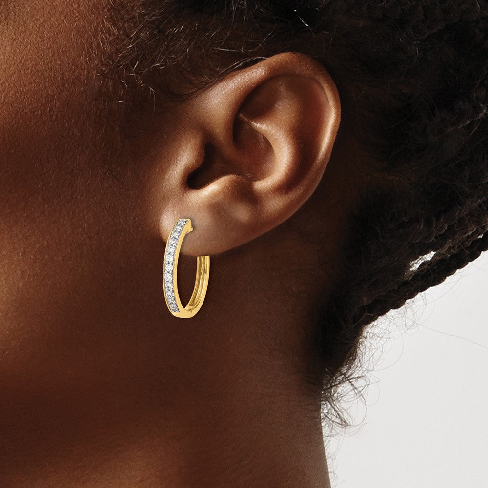 Exclusive 14K Gold Diamond-Accented Hinged Hoop Earrings - Stylish Value
