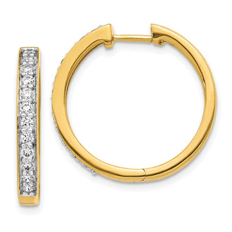Exclusive 14K Gold Diamond-Accented Hinged Hoop Earrings - Stylish Value