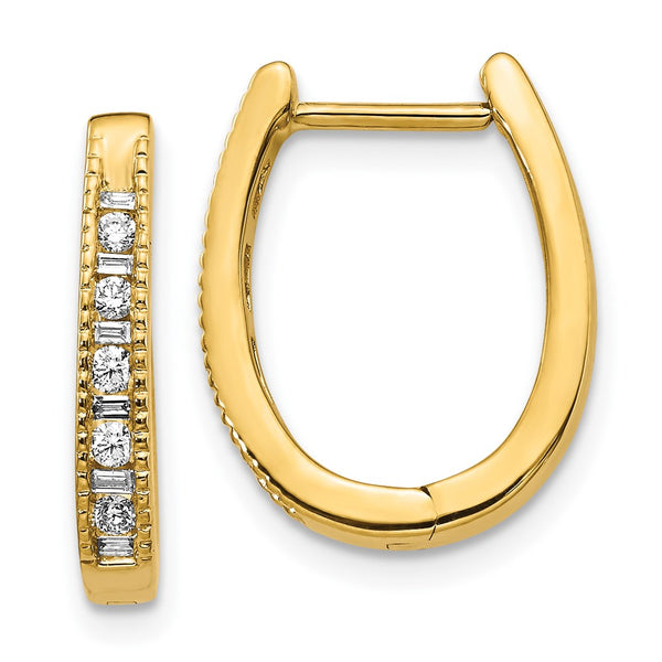 10K Gold Oval Hoop Earrings with Diamonds
