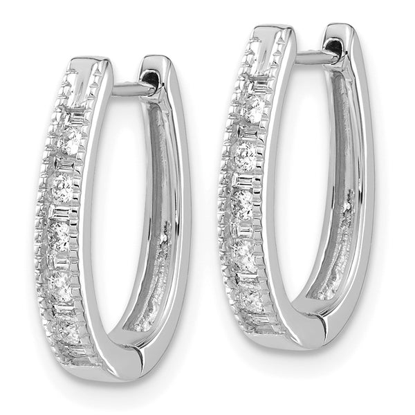 14K White Gold Oval Hinged Hoop Earrings with Diamonds - Style GR1-1002971