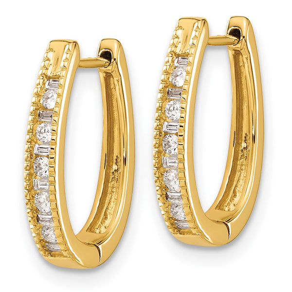 14K Gold Oval Hinged Hoop Earrings with Diamonds - Style GR1-1002972