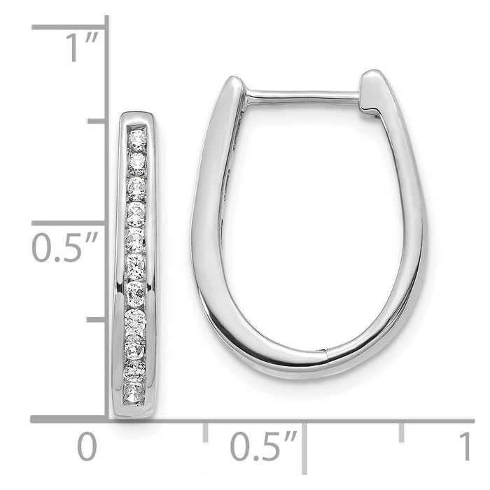 Exclusive 14K White Gold Oval Hinged Hoop Earrings with Diamonds - Stylish Luxury-4