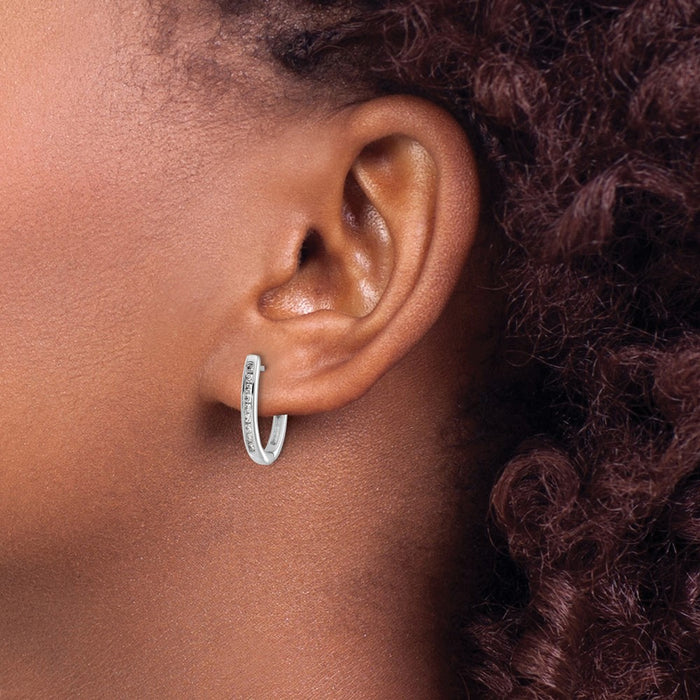 Buy Exclusive 10K White Gold Oval Hoop Earrings with Diamonds - Stylish Value!-3