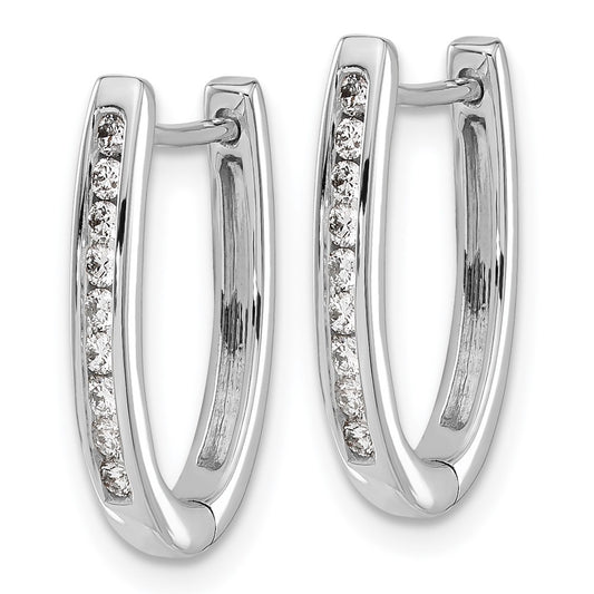 Buy Stylish 14K White Gold Oval Diamond Hinged Hoop Earrings - Luxury Value!