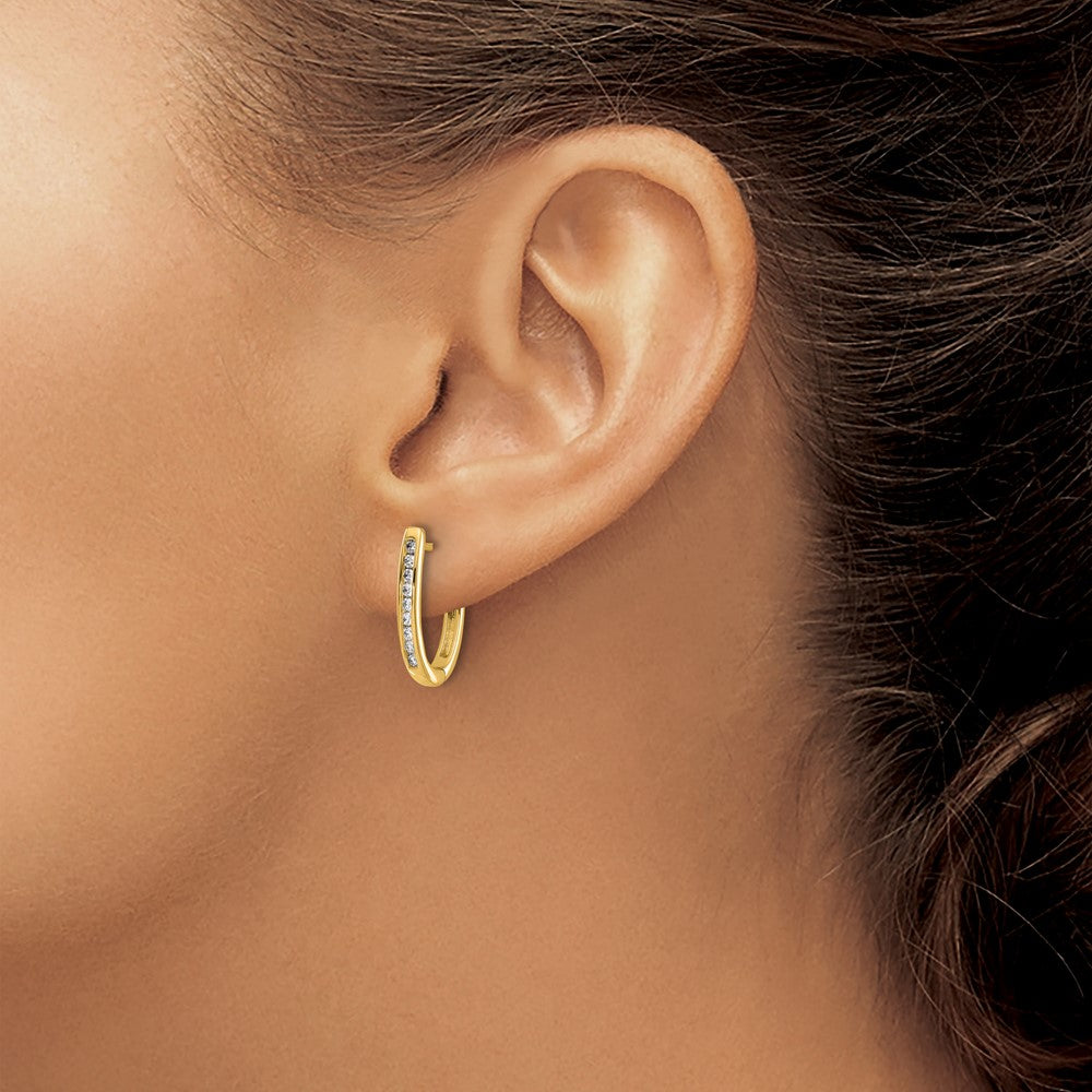 Buy Stylish 14K Gold Diamond Oval Hinged Hoop Earrings - Affordable Luxury Design