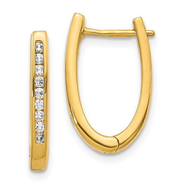 14K Gold Diamond Oval Hinged Hoop Earrings - Style GR1-1016717
