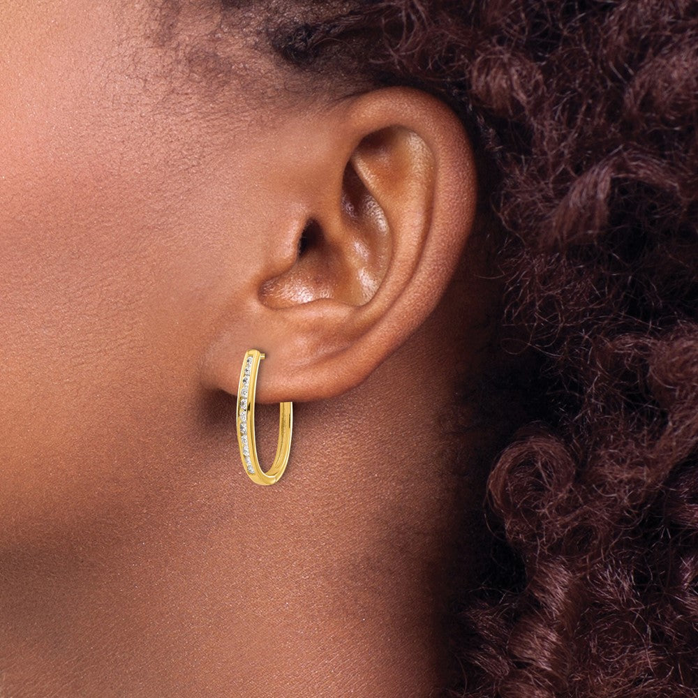 Buy 10K Gold Oval Hinged Hoop Earrings with Diamonds | Stylish & Affordable!