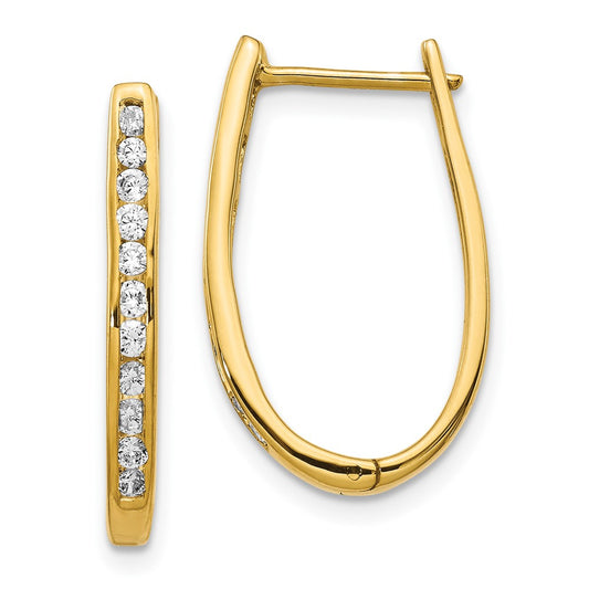 Buy 10K Gold Oval Hinged Hoop Earrings with Diamonds | Stylish & Affordable!