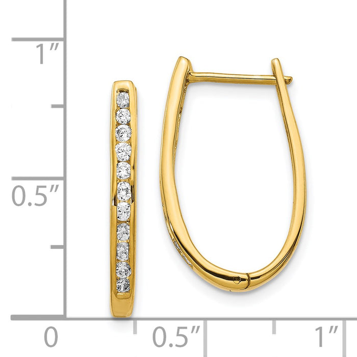 Exclusive 14K Gold Oval Hinged Hoop Earrings with Diamonds - Luxury Style!-4